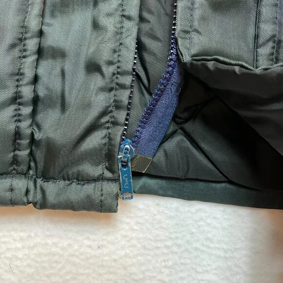 Vintage PADI Scuba Diver Jacket Men's L Gray Green Puffer Full Zip Quilted